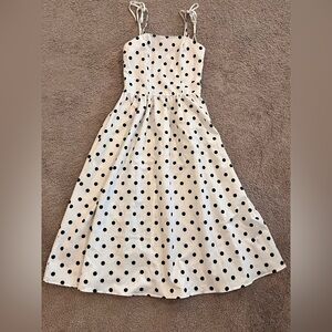 SHEIN White Dress with Black Polka Dots